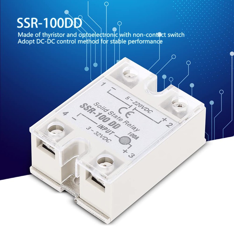 SSR-100, DC-DC Solid State Relay 5-220V DC with Non- Switch,