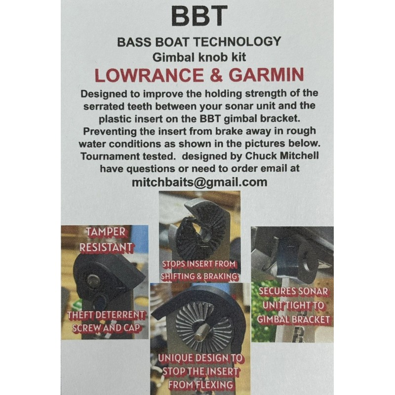 Lowrance, Garmin, Bass Boat Technologies, BBT HD Gimbal Knob Theft