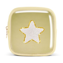 Pocmimut - Bolsa de maquillaje personalizada, neceser de viaje personalizado, regalo de cumpleaños de la A-Z para adolescentes y adolescentes, novia, profesora y madre, Blanco, Mini, Estrella