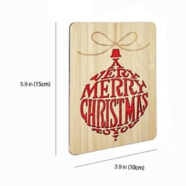 VANSUN Wooden Christmas Greeting Card,Handmade Christmas Blank Card,Merry Christmas Wood Card For Friends,Family