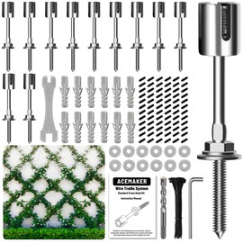 Acemaker Wire Trellis for Climbing Plants Outdoor, 12 pcs Wall Wire Trellis Kit, T316 Stainless Steel Wall Trellis Kit Espalier Cable Trellis System (Hubs Only, Without Cable)