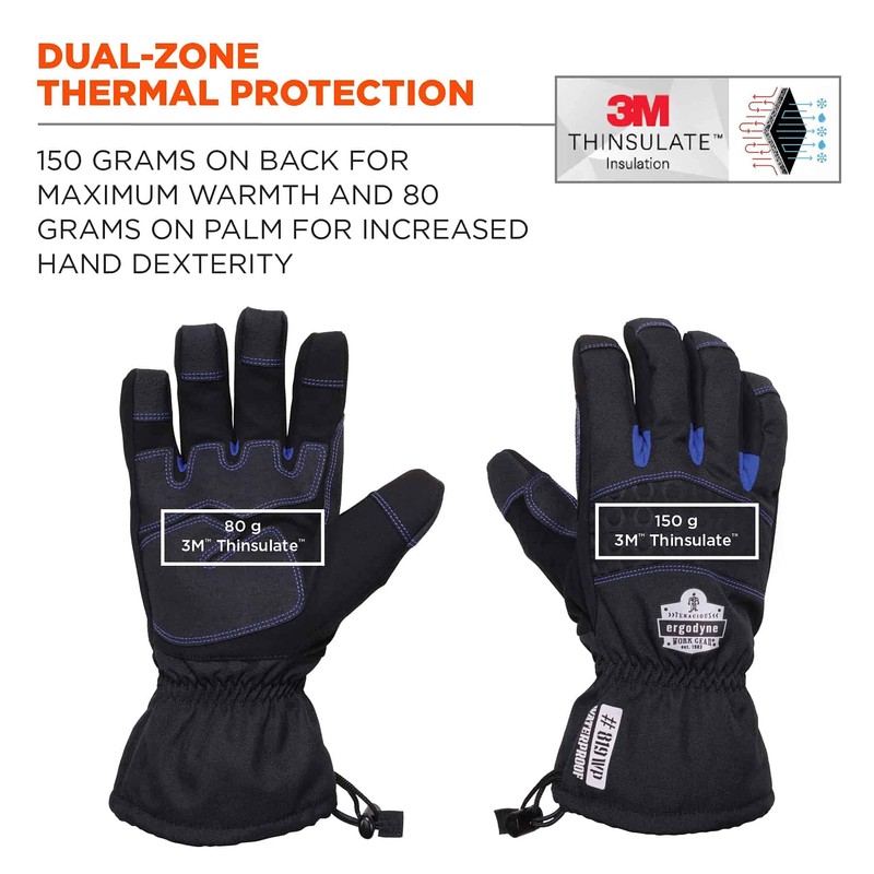 Ergodyne ProFlex 819WP Extreme Thermal Waterproof Winter Gloves Black Small