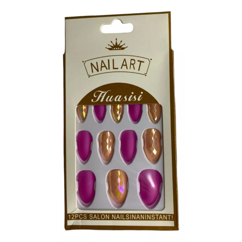 Atila Uñas Postizas Press On Adheribles 12 Tips Mate Y