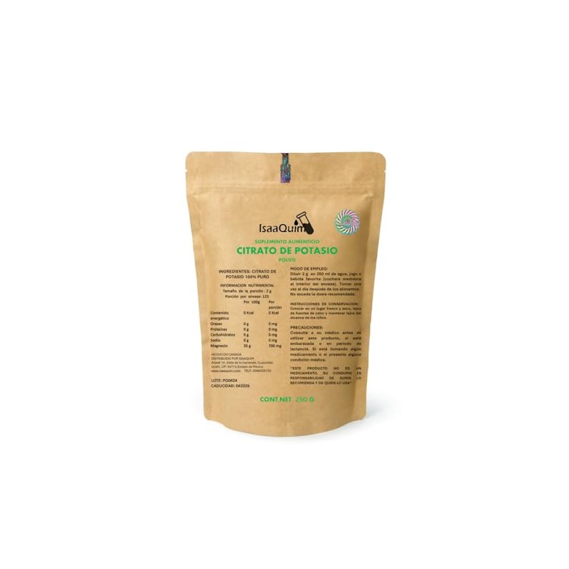 Citrato de Potasio Natural de 250 G