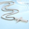 REVEMCN Simple Men’s Stainless Steel Cross Pendant Chain Necklace for