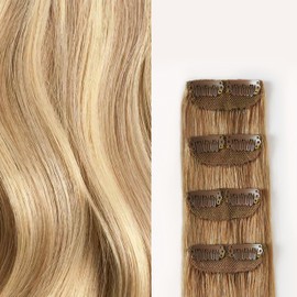 Luxy 100% Remy Human Hair – Scalp Hair Fill-Ins - Clip-Ins for Scalp & Part Line Coverage - Natural Coverage for Thinning Areas, Lightweight Mesh Bands 30 grams 12" Dirty Blonde Highlights