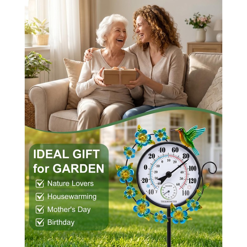 Outdoor Thermometer Waterproof Hummingbird Outside Thermometer Hygrometer