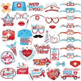 Qpout 38 Pieces Nurse Appreciation Week Photo Booth Props,Thank You Nurses Selfie Props for Medical Party Decorations, Nursing School Graduation Supplies, and Nurse Appreciation Party 2025