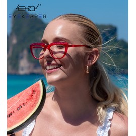 Eyekepper 4-Pack Reading Glasses for Women Rhinestone Readers Oversize Half-Moon Design Eyeglasses +4.00