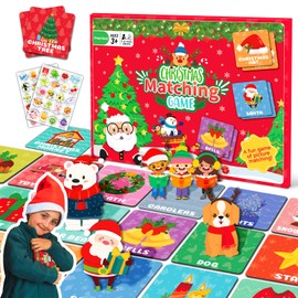 zheyistep 100 PCS Christmas Matching Game for Kids Toddlers Merry Christmas Memory Game, Winter Match Game Concentration Card Game for Boys Girls Preschool Learning Activities
