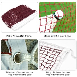 Glodwheat Badminton Net Sports Outdoor Indoor Fitness Badminton Pickleball Replacement Net for Backyard Beach Garden (20 FT x 2.5 FT)