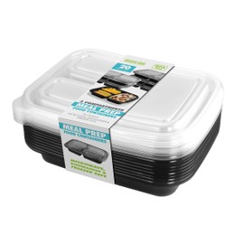 20 PIECE MEAL PREP CONTAINER KIT - 3 SECTIONS - BLACK