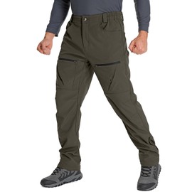 Mens Winter Hiking Snow Pants Waterproof Insulated Fleece Lined for Skiing Camping Fishing Outdoor Softshell Snowboard Pants,6087,Earth tone,38