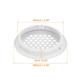 uxcell 53mm(2-1/8") Circular Soffit Vent, 10pcs Stainless Steel Round Air Vents Mesh Hole Louver for Kitchen Bathroom Cabinet, White