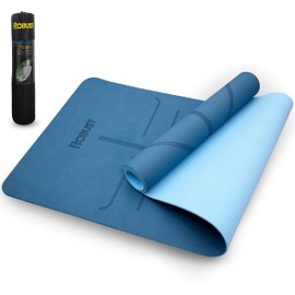 Esterilla de yoga antideslizante robusta con correa, 14 pulgadas de grosor TPE ecológica para yoga con líneas de posición y superficie de textura,... 
