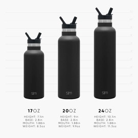 Simple Modern Water Bottle with Narrow Mouth Straw Lid Metal Thermos Vacuum Insulated Stainless Steel l Reusable Leak Proof BPA-Free Flask | Ascent Collection | 24oz, Winter White
