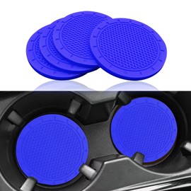 4Pcs Car Cup Holder Coaster, PVC Car Coaster Universal Auto Anti Slip Cup Holder Insert Coaster, Vehicle Interior Accessories Universal for Car, SUV, Truck(Blue)