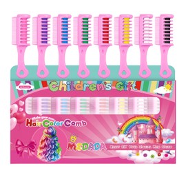 New Hair Chalk Comb for Girls Kids, Washable Temporary Hair Color Dye for Kids Age 5 6 7 8 9 10+ Birthday Party Gift Cosplay DIY, Children's Days (Pink,Purple,Blue,Green,Red,Yellow,White,Black)
