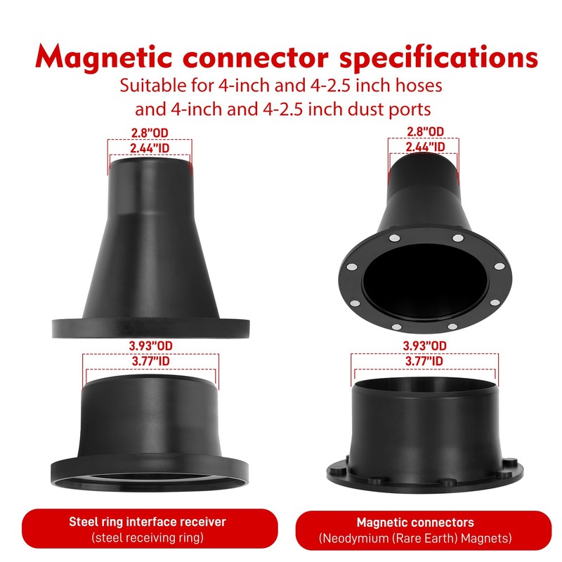 4" & 2.5"Magnetic Dust Collection Fittings for Dust Collectors, 14-Piece