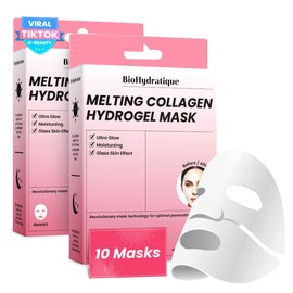 Bio Hydratique Collagen Melting Face Mask - Dermatologist Tested, Ultra Hydrating, Cooling & Soothing - Glass Dewy Skin Effect – Clean Beauty, Anti-Aging Korean Skin Care – Pack of 10