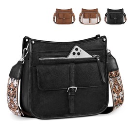 Bolsa de Mujer Impermeable Bolsa Crossbody de Cuero de Moda Bolso Cruzados para Mujer con Correa Ajustable Bolsa Bandolera para Mujer para Casual, Cita, Compras, Regalos, Negro