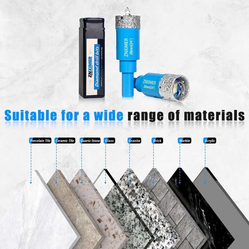 ZNXIMER Diamond Hole Saw Drill Bits - 2pcs 3/4" Diamond
