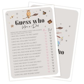 Cazhes Baby Shower Games, 30 Magic School Guess Who Mom or Dad Game Cards, Magical Wizard Gender Reveal Party Decorations Supplies Favors - H01