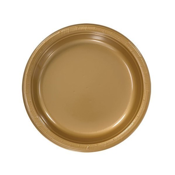 Hanna K. Signature Collection Round 9" | Gold | Pack of 50 Plastic Plate, 9 inch