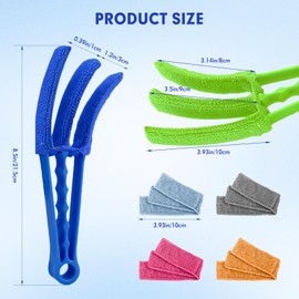Blind Cleaner Duster Brush, 2-Pack Window Blind Cleaner Tool with 6 Washable Microfiber Sleeves, 3-Arm Venetian Duster for Wood & Mini Blinds, Shutters, AC Vents and Car Air Vents