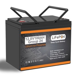 DJLBERMPW 12V 100Ah LiFePO4 Lithium Battery for Trolling Motor，BCI Group 24 Lithium Deep Cycle Battery,Built-in 100A BMS 1280Wh,15000 Cycles, Lithium Batteries 12V for Boat Marine Finder RV Trailer