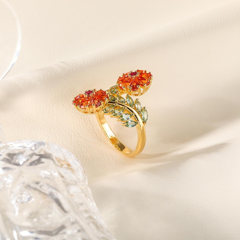 AGRULE Cocktail Party Ring for Women 14K Gold Plated Sterling