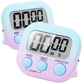 Kitchen Timer,2 Piece Multi-Function Electronic Timer,H HOME-MART Magnetic Digital Timers Big LCD Display The Loud/Silent Switch Countdown Timer (Gradient Blue Purple(2 Pack))