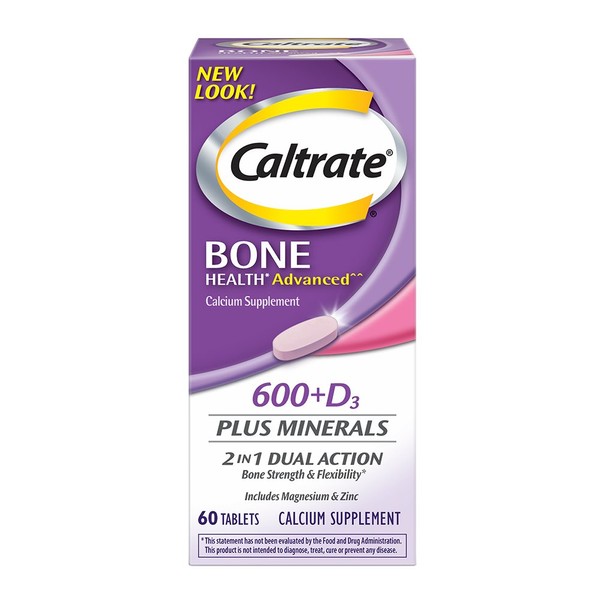 Caltrate Calcium & Vitamin D3 Supplement 600+D3 Plus Minerals Tablet, 600 mg (60 Count) (Pack of 3)