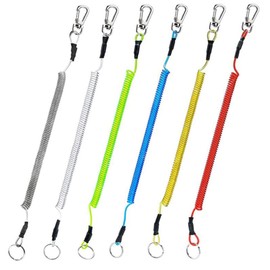 [Health Lief] Safety Wire Cord, Set of 6, Stainless Steel Carabiner, Shoot Rope, Safety Cord, Wire Keychain, Strap, Set of 6, Stainless Steel Wire, Maximum Extension of 5.9 ft (1.5 m), Spiral Cord,