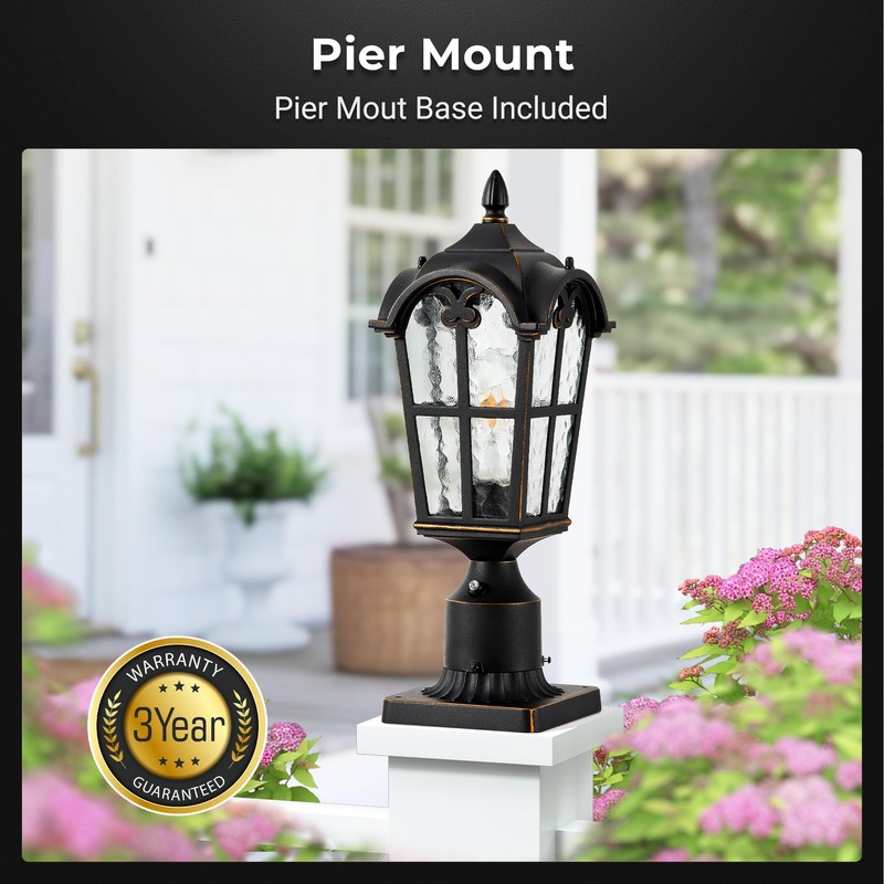 VIANIS Outdoor Post Lights 2 Pack, Black Dusk to Dawn