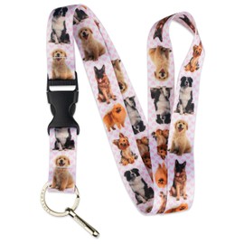 Limeloot Dog Lanyard for ID Badges, Keys, and Accessories - Dogs and Hearts Cute Lanyard Design with Release Buckle, and Flat Ring