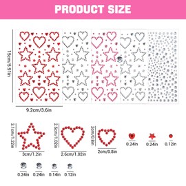Selbstklebende Gesichts-Rhinestones Mit Stern- Und Herz-Designs, Festival-Haarglitzer, Rave-Accessoires, Gesichtsschmuck FüR Kinder Und Frauen, 6 StüCk