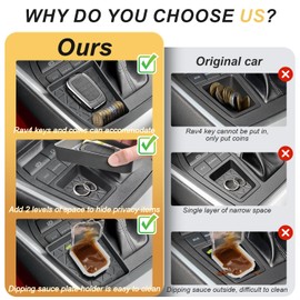 JJMY Center Console Coin Storage Organizer Compatible with Toyota RAV4 LE XLE 2020 2021 2022 2023 2024 Accessories, TP Rubber Gear Storage Box Organizer for Coin, Keys and Cards