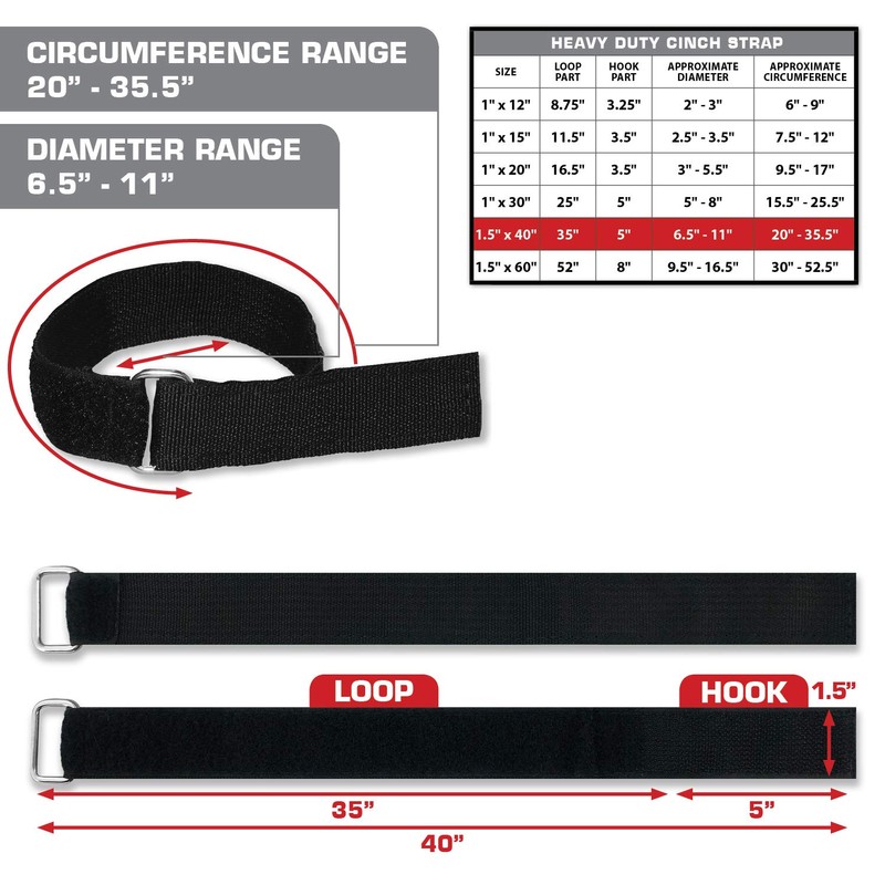 Heavy Duty Cinch Straps with Stainless Steel Metal Buckle, Reusable