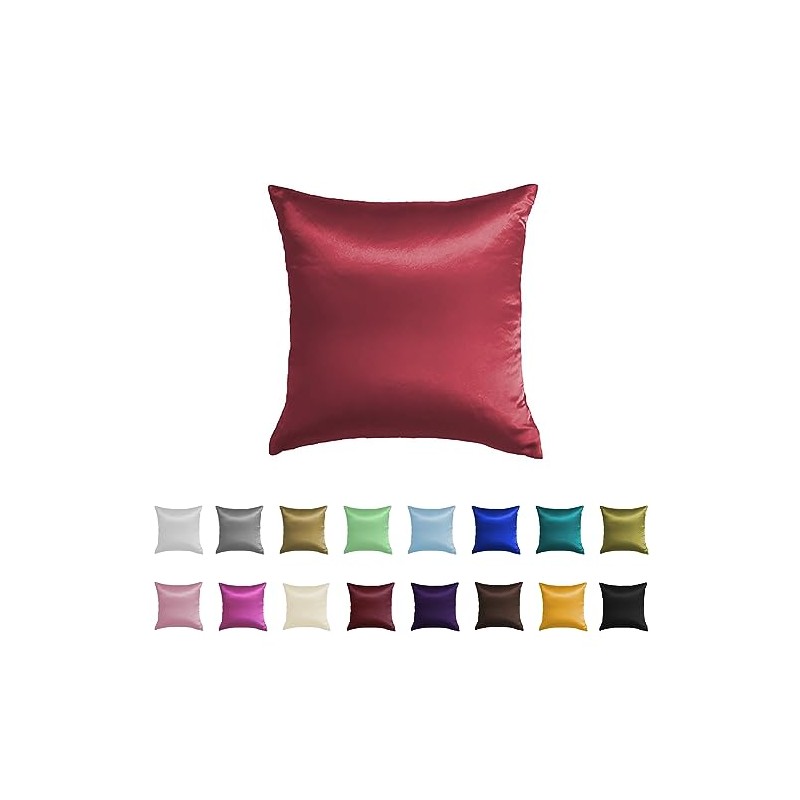 Silky Soft Satin European Pillowcase Pillow Sham (Red)