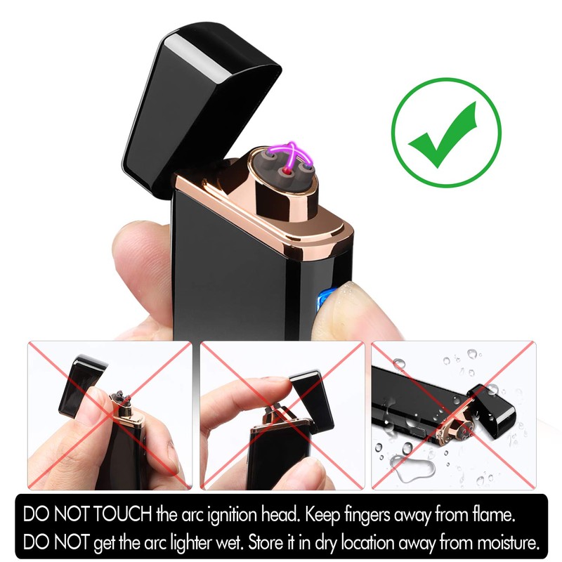 Lighter, Electric Arc Lighter USB Rechargeable Windproof Flameless Lighter Plasma