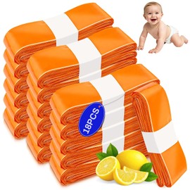 Pack of 18 Nappy Bin Refill Cassettes, 4.5 m Refill Film Nappy Bags, Odour-Proof Thickened, Compatible with Nappy Bins and Cat Litter Buckets, Orange