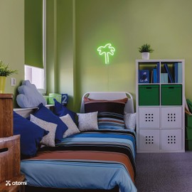 Atomi Smart Neon LED Light I Decorative Wall Art for Bedrooms, Bars & DIY Designs I USB Powered, 10 ft Cord - Green Palm Tree