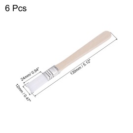 uxcell 0.5" Width Small Paint Brush Nylon Bristle with Wood Handle Painting Tool for Wall, Door, Cabinets, Furniture, Fences, White 6Pcs