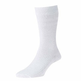 HJ91 Hall MENS SOFTOP Non Elastic Cotton Rich Socks 6-11 White