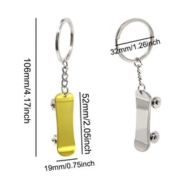 Honbay - 2 llaveros de metal para monopatín, llavero para bolso, portafolios, teléfono celular o colgante de coche (oro y plata), Oro y plata, 106mm/4.17inch