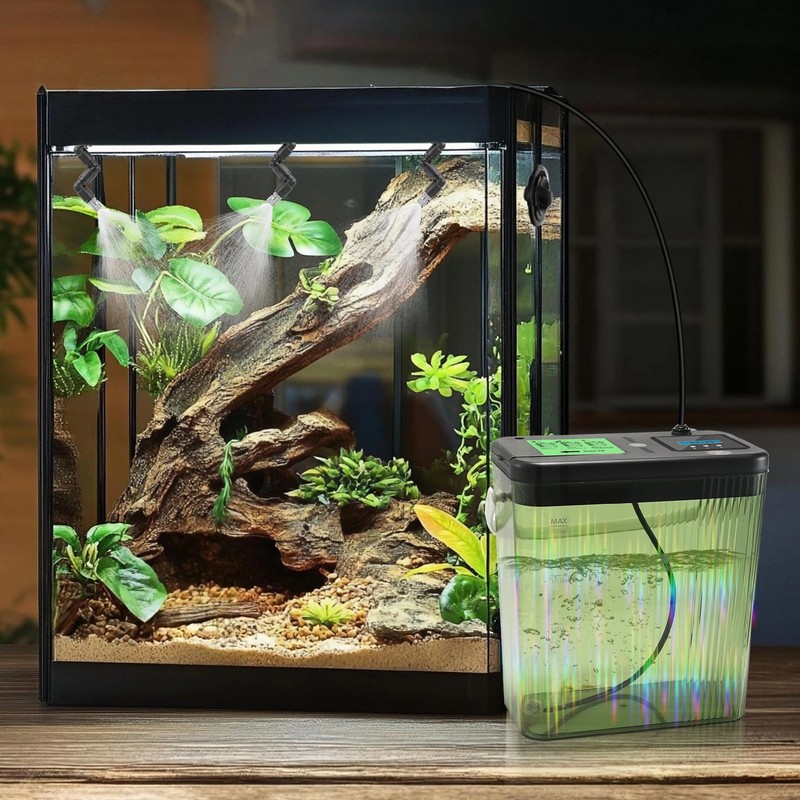 RUNWUSHENG Reptile Misting System - 2-Gallon Large Water Tank, 3