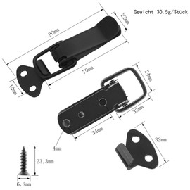 ORTAVA Box Latch, Toggle Latch, Snap Closure, 75 mm, Pack of 4, Suitable for Doors, Windows, Cabinets and Box Lids