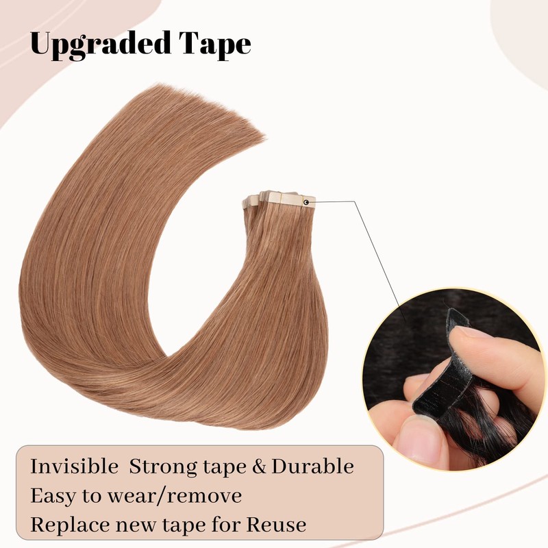 Hotlulana Tape-In Extensions, Real Hair, 40 g, 20 Pieces, Tape-In