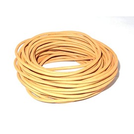 Cords Craft® Cordón de cuero redondo de 3 mm con acabado mate para hacer joyas, pulseras, abalorios, trabajo y manualidades (tinte natural, mostaza, 10.93 yardas) | Rollo de cordón de cuero de 10 metros